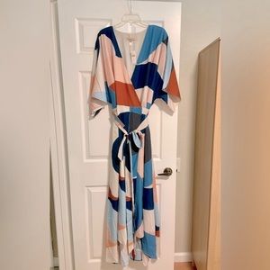 NWT Women’s Anthropologie 3X Plus Wrap Around High Low Midi / Maxi Dress
